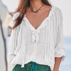 Sundance White Gauzy Artists Blouse